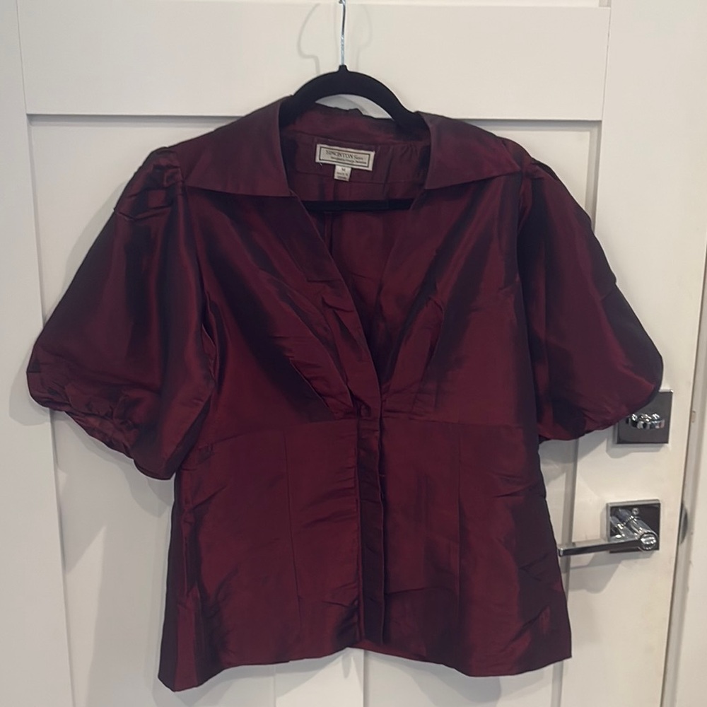 Chic Burgundy Satin Blouse